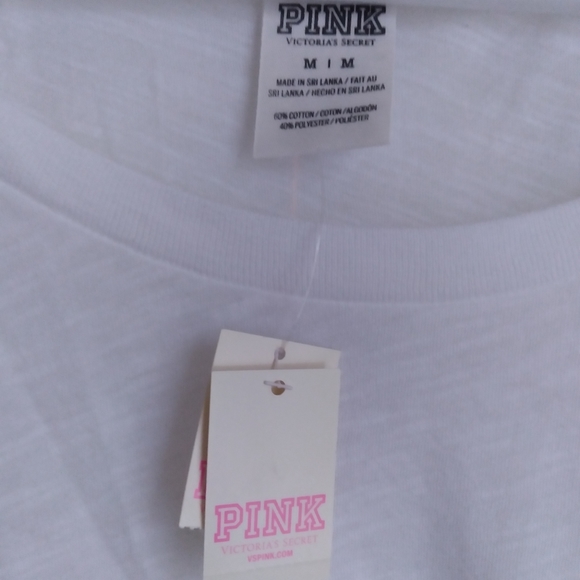 Victoria's Secret PINK, White long sleeve sheer boat neck, MEDIUM, NEW, Vs - Picture 2 of 6